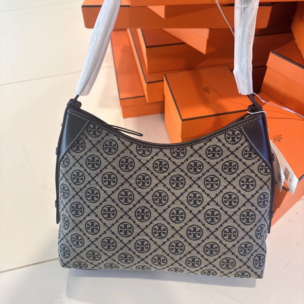 Tory Burch Monogram Black and Cream Shoulder Bag